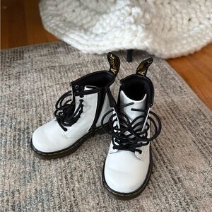 Dr. Martens White and Black Leather Boots